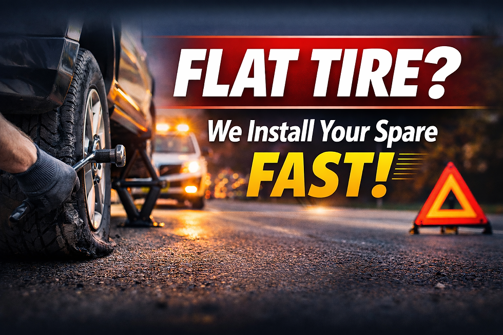 Flat tire. Spare tire change service. Roadside Atlanta