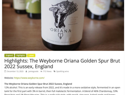 Jamie Goode in Wine Anorak "Lovely depth and richness, with a sense of harmony"