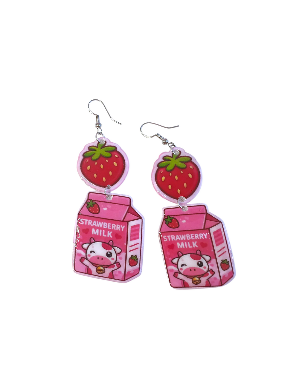 Thumbnail: Strawberry Milk dangle earrings