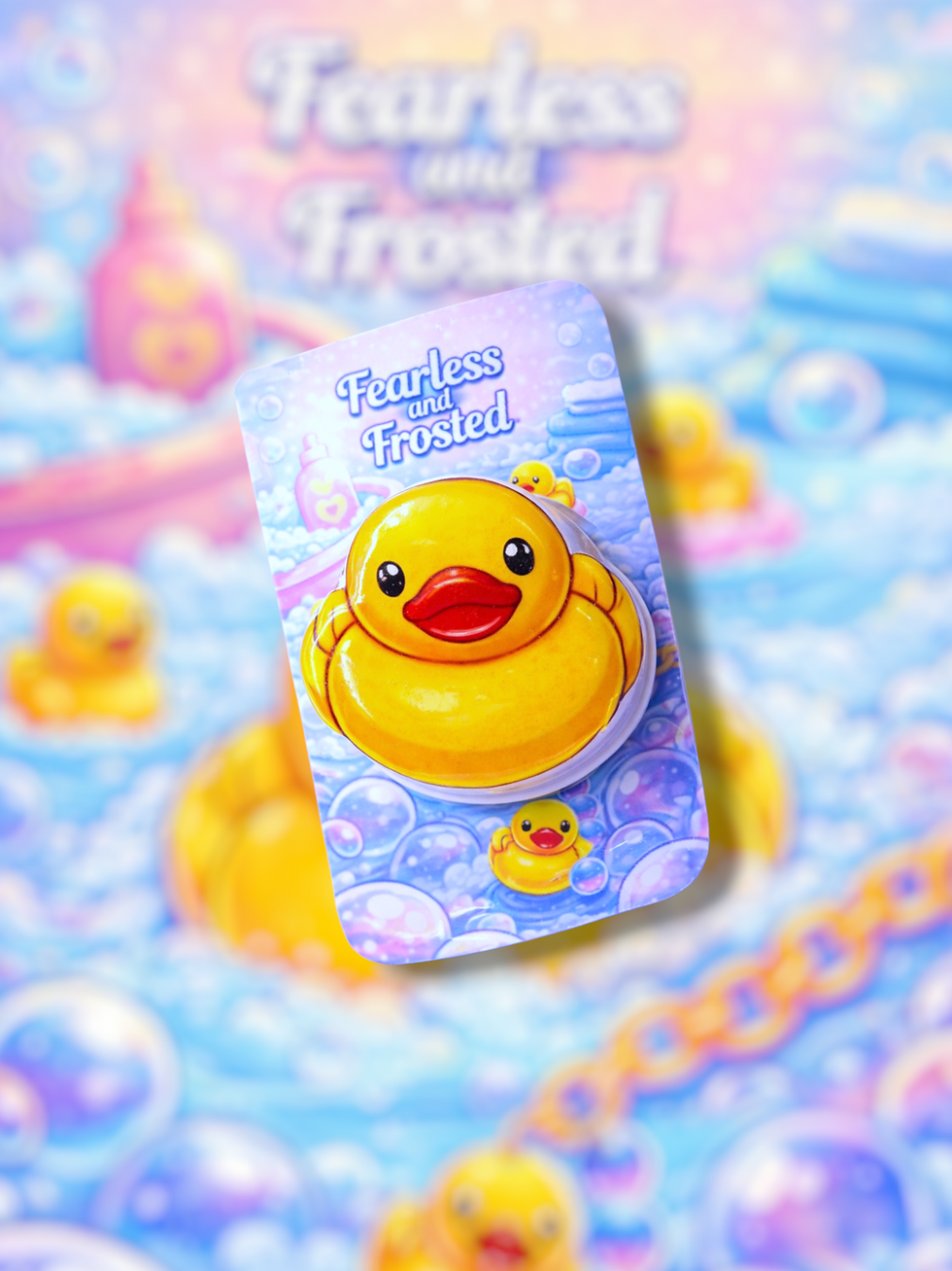 Thumbnail: another photo showing the cute colorful dopamine rubber duckie phone grip