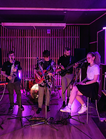 A band rehearsing