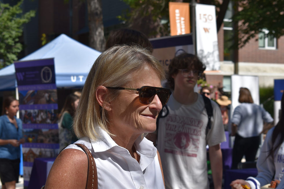 President Beth Dobkin at the Student Wellness Fair in Richer Commons on Thursday, Sept. 18. Dobkin announced that she will retire at the end of the school year.