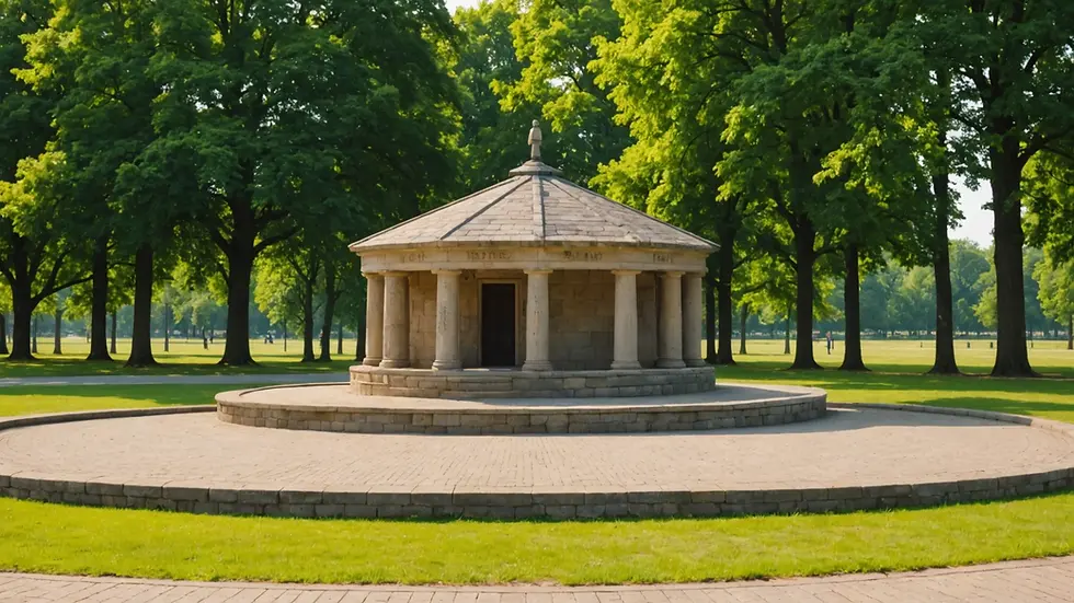 Eye-level view of a well-kept military memorial site
