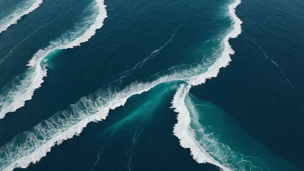 High angle view of a turbulent ocean surface
