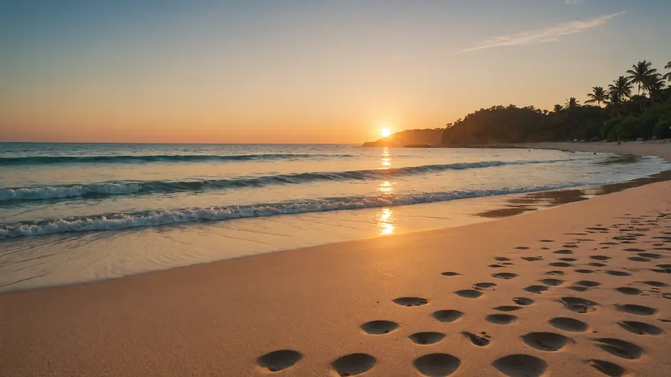 Eye-level view of a serene beach during sunset