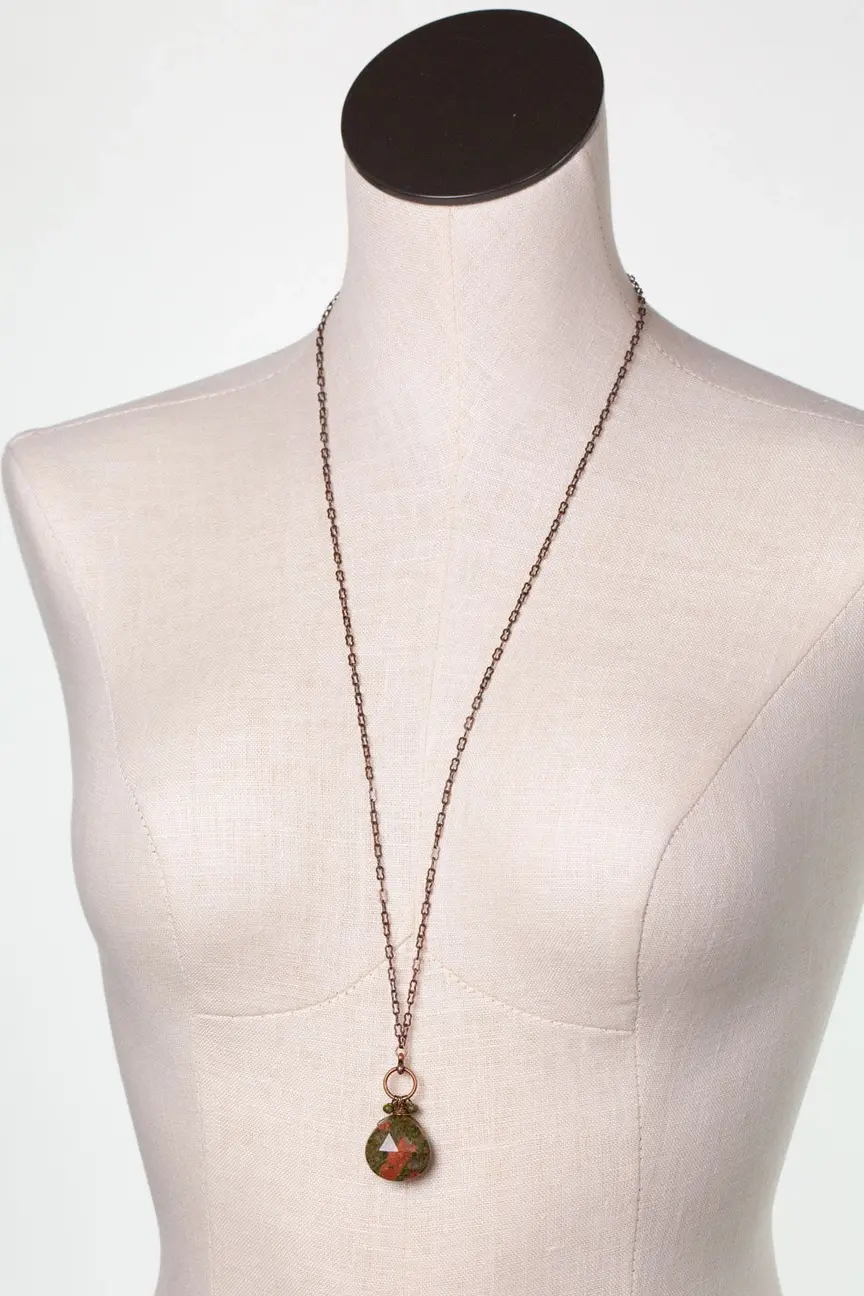 Dominion Unakite Briolette Simple Necklace