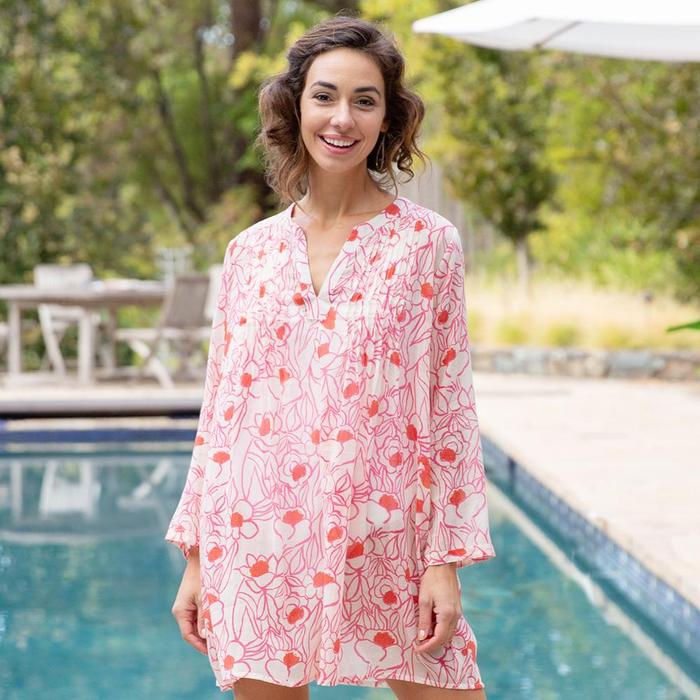 Thumbnail: Pink Floral Beach Tunic