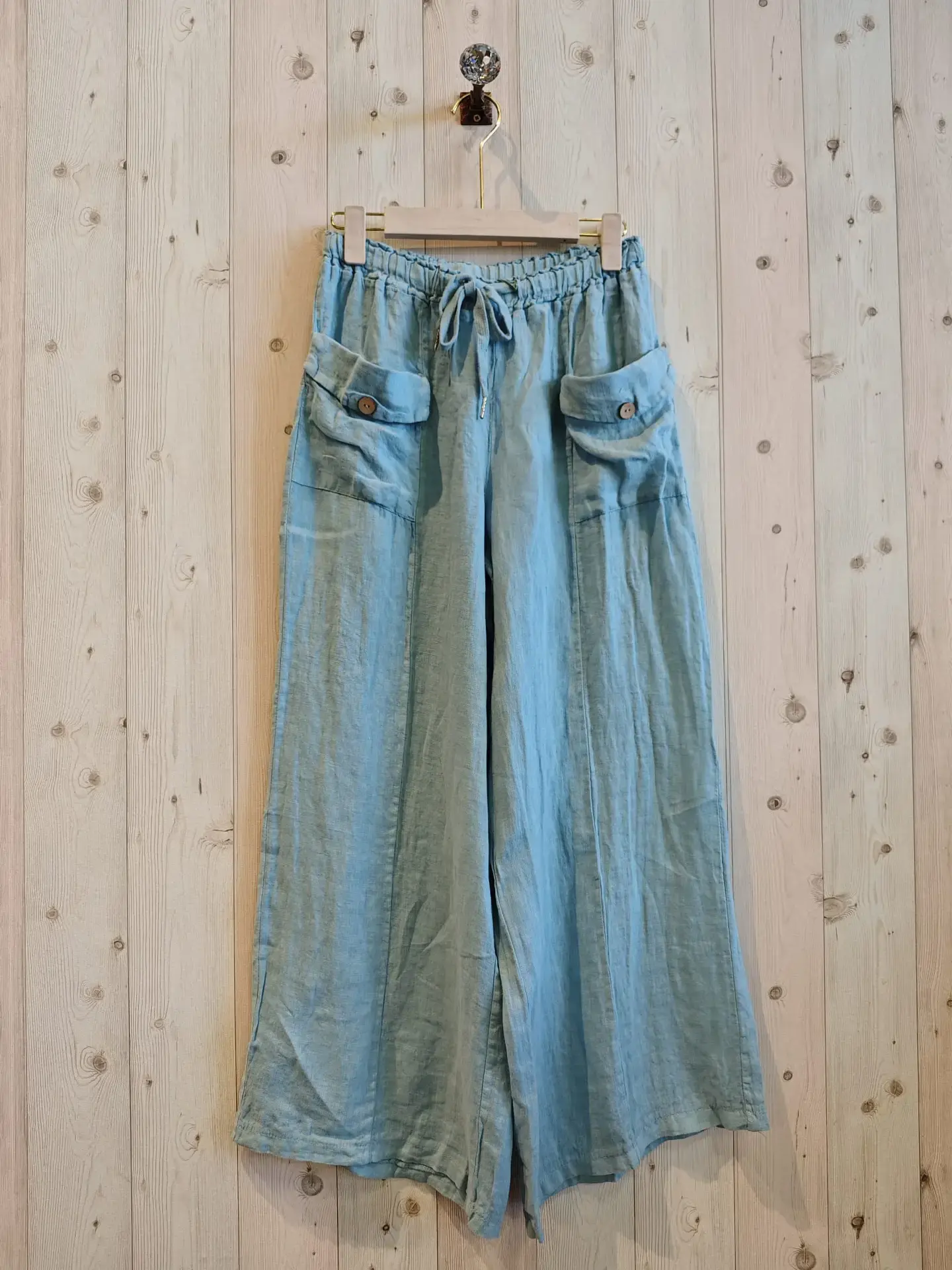 Button Pocket Linen Pants