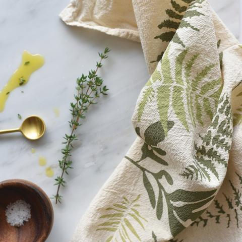 June and December Endangered Ferns Flour Sack Tea Towel