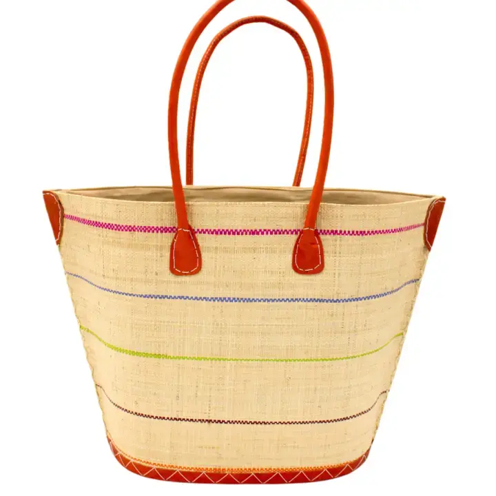 Santa Cruz Pinstripes Small Straw Tote Bag
