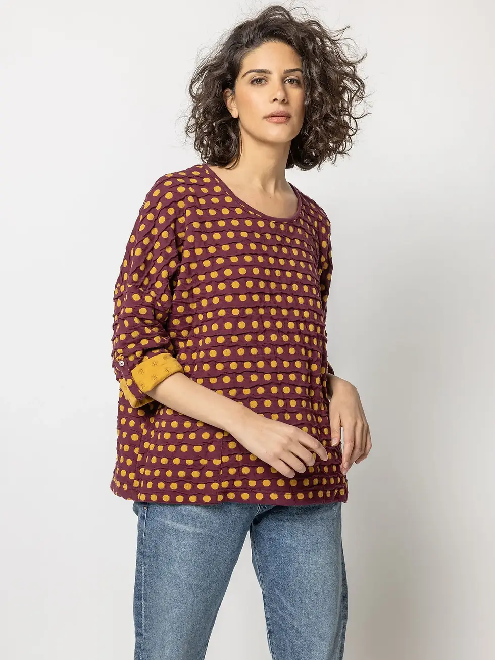 Como Spot Weave Dolman Top