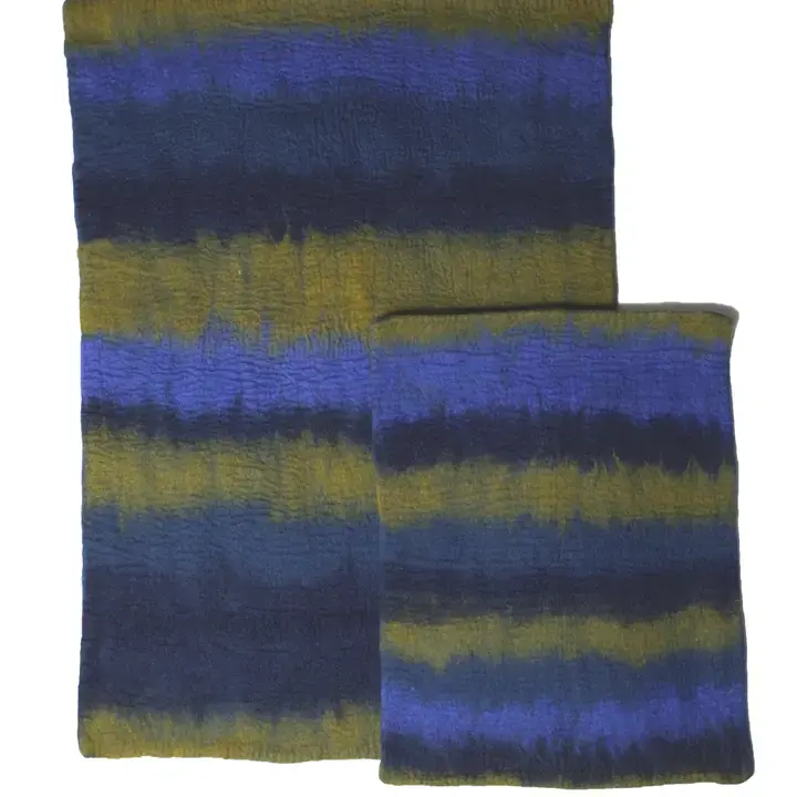 Wool Pet Mat, Navy Multi-Ombre