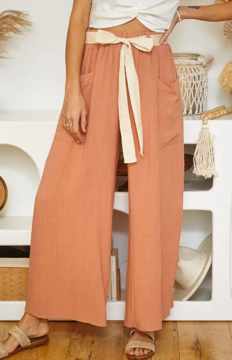 Thumbnail: ces femme - Rose Gold Wide Leg Pants