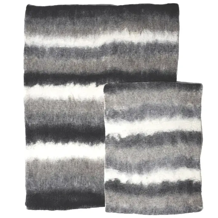 Wool Pet Mat, Black/Grey Multi-Ombre 40x28