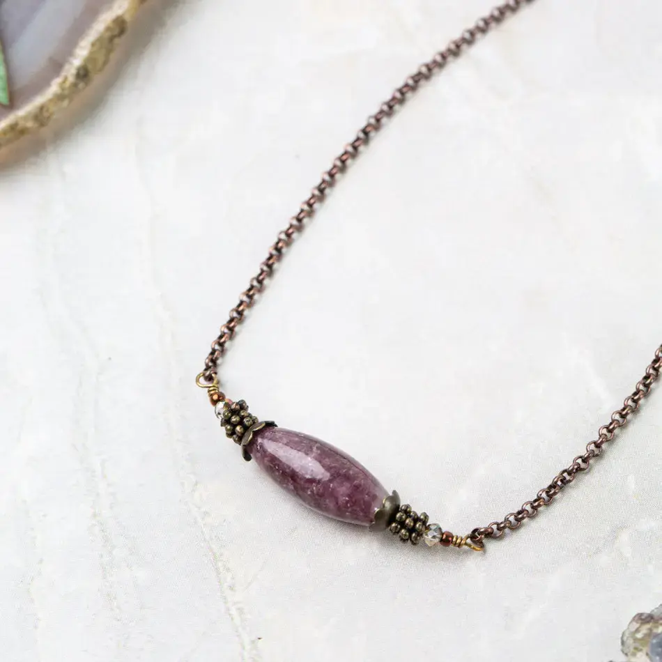 Mauve Lepidolite Simple Necklace