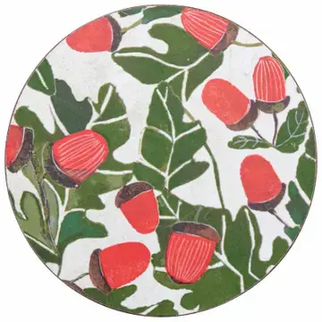 Holiday Acorns Round Coasters, Set of 4