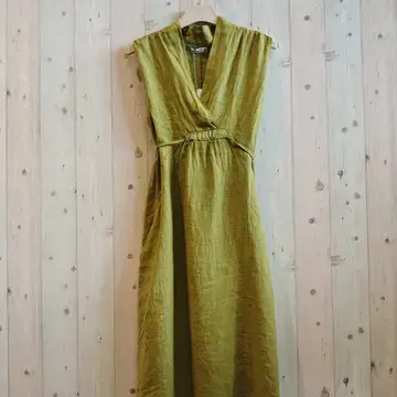 Thumbnail: Linen & more -  Linen 100% Sleeveless Dress with Waist 28187