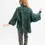 Thumbnail: Handmade Reversible Merino Wool Kimono Jacket in Teal Green Bird