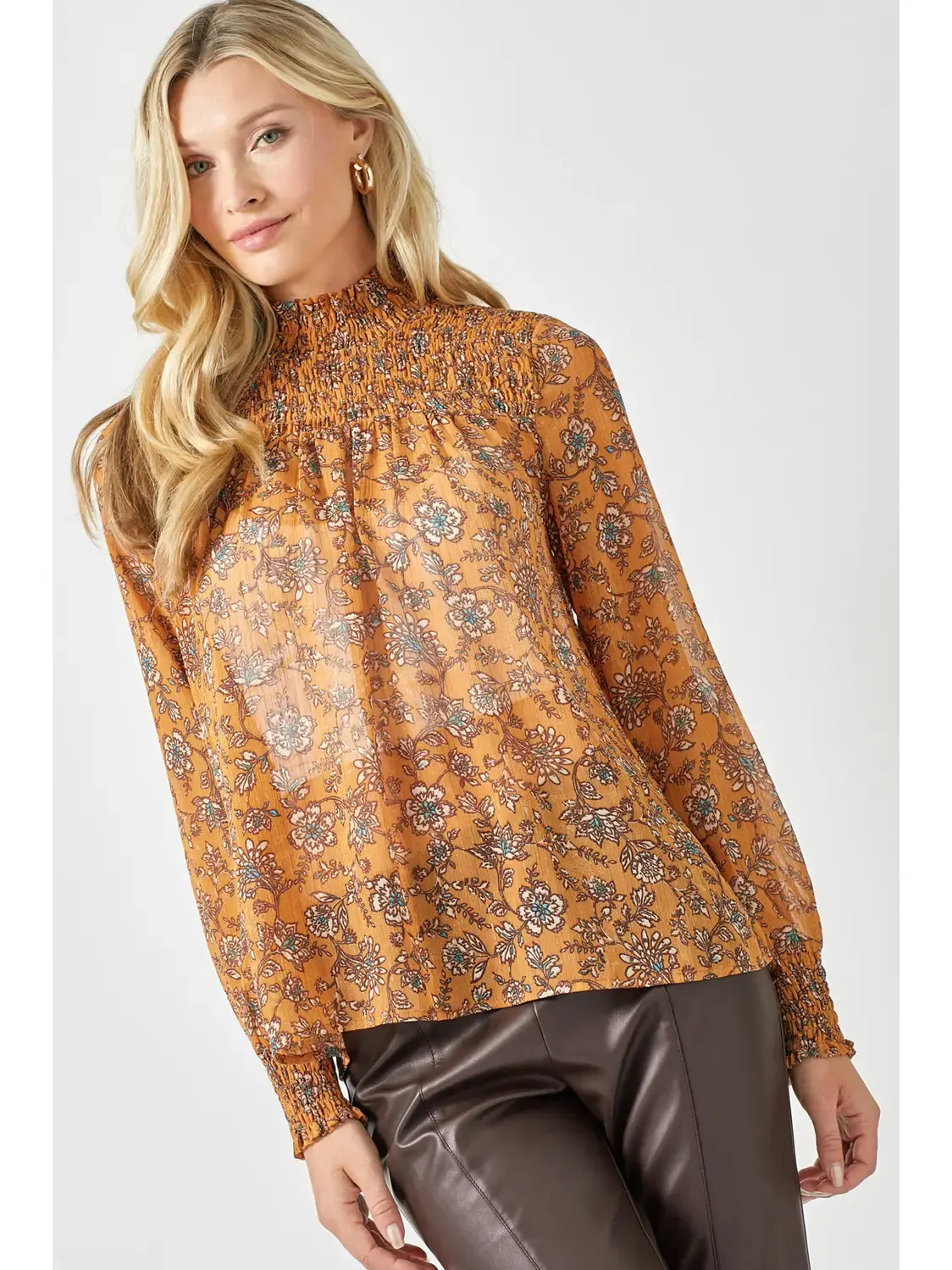 Smocked Lurex Chiffon Blouse 60413