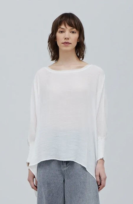 White Smocked Sleeve Blouse