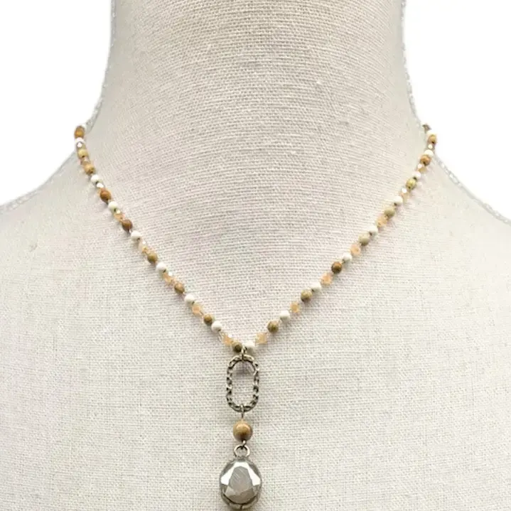 Jasper Necklace with Ivory Pendant