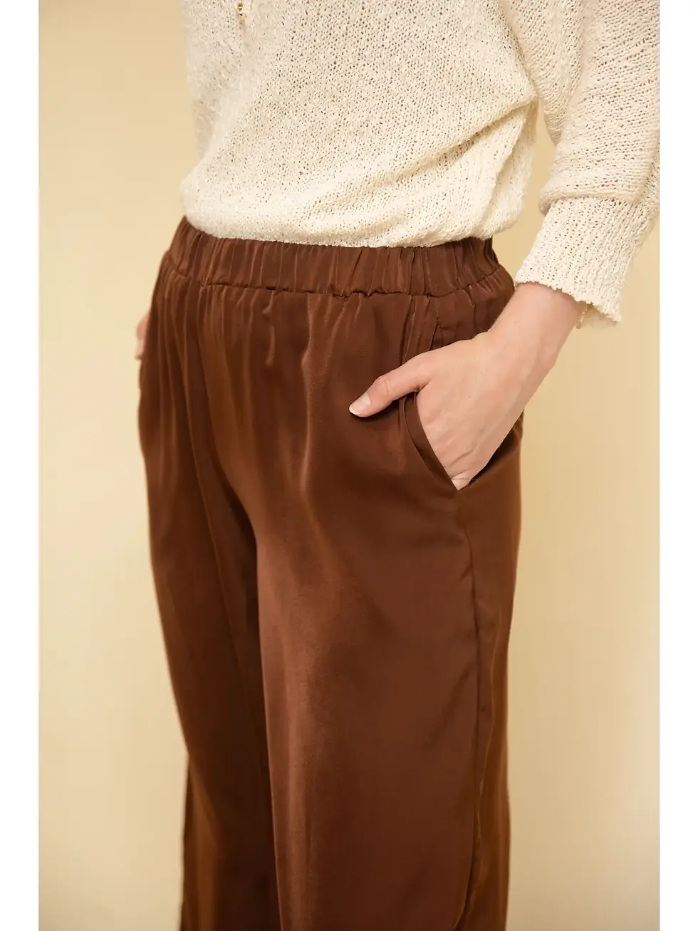 Thumbnail: Before You - Solid Satin Wide Leg Pants P50167