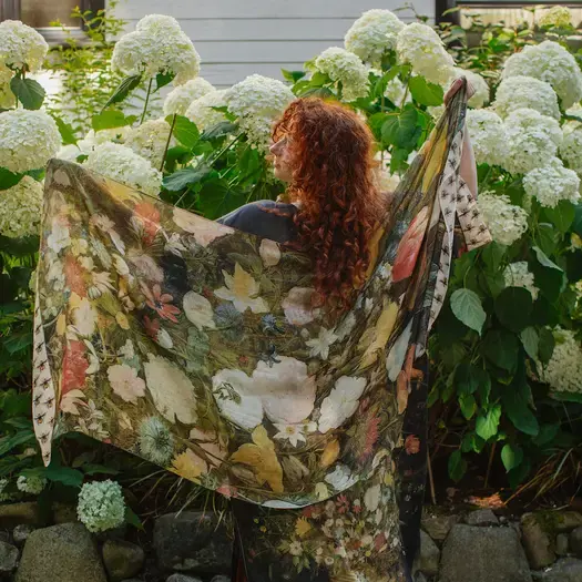 I Dream in Flowers Bohemian Scarf with Bees