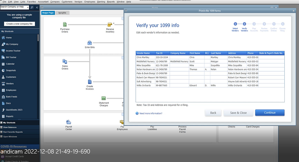 review all the information you have provided for your vendor and make any necessary corrections before proceeding