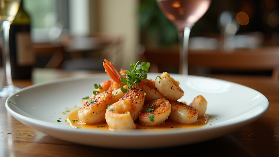 Close-up view of a seafood dish served at a Naples restaurant