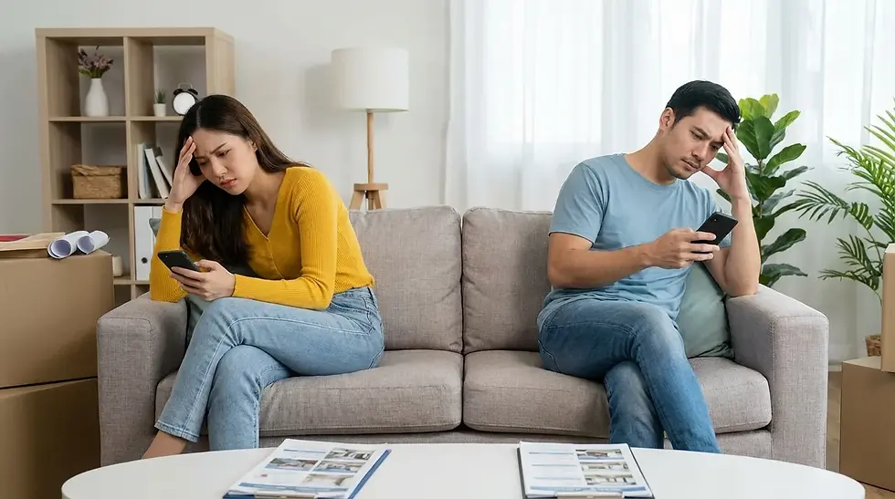 image of couple disagreeing over house