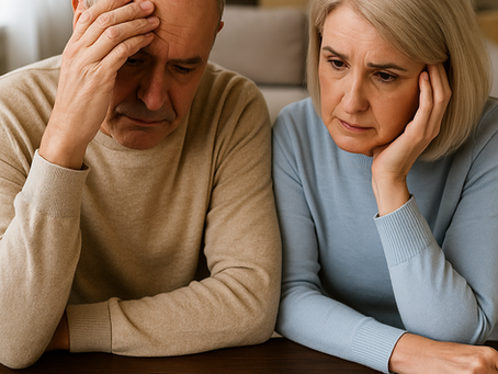 Two adults looking confused over pricing