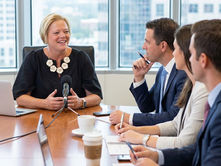 image of renee hahn meeting with clients