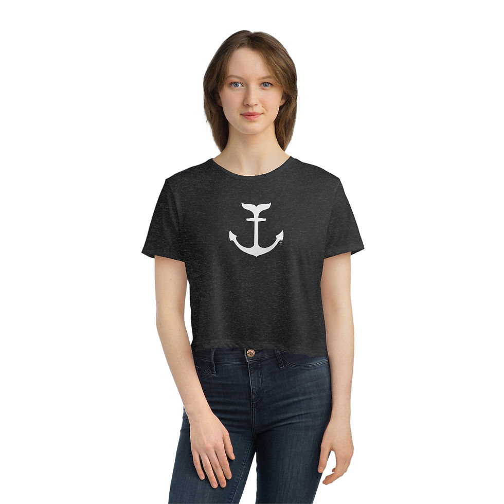 Thumbnail: White Anchor Women's Flowy Cropped Tee