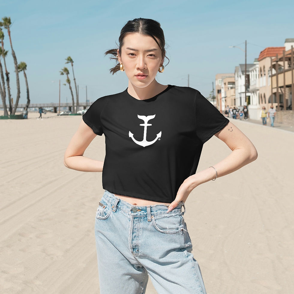 Thumbnail: White Anchor Women's Flowy Cropped Tee