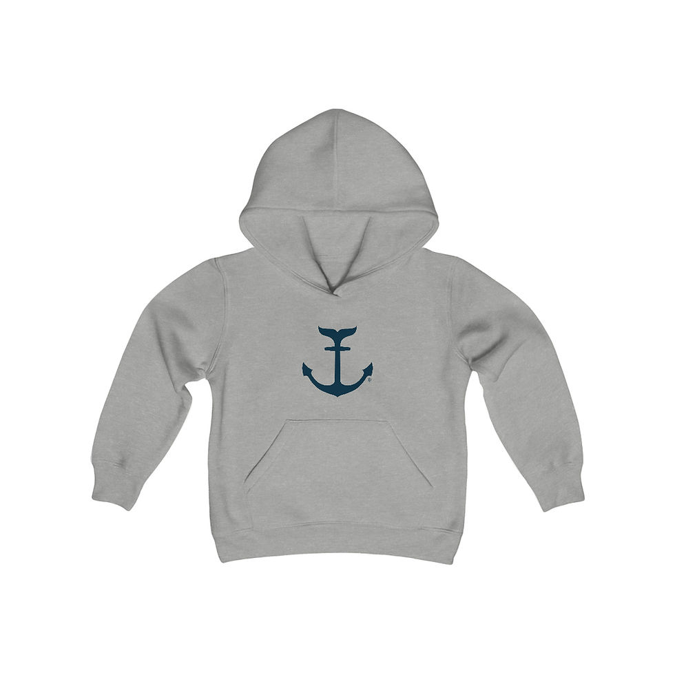 Thumbnail: Navy Anchor Youth Heavy Blend Hooded Sweatshirt