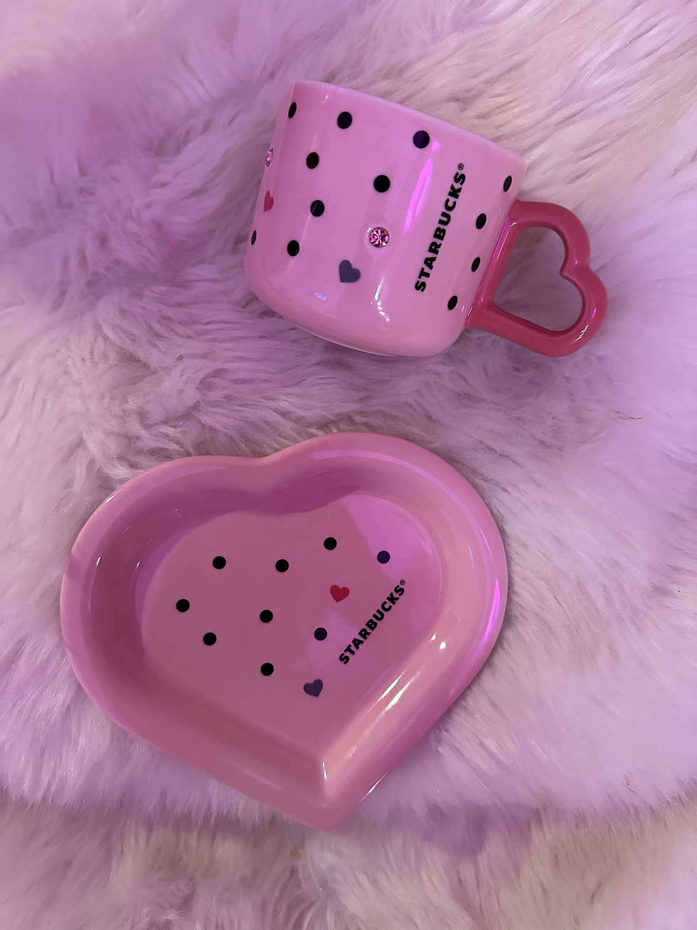 Thumbnail: Starbucks 12oz Mug Pink Polka Rhinestone Set