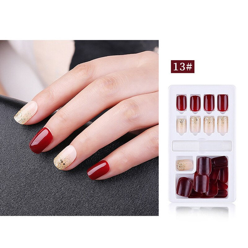 Thumbnail: 24/30Pcs Fake Nails With Glue, Press On Nails Nail Tips With Jelly Double-sided 