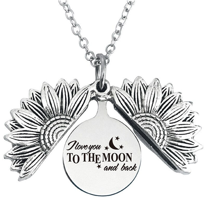 Thumbnail: Stainless Steel Necklaces For Women Open Locket Necklace - You Are My Sunshine