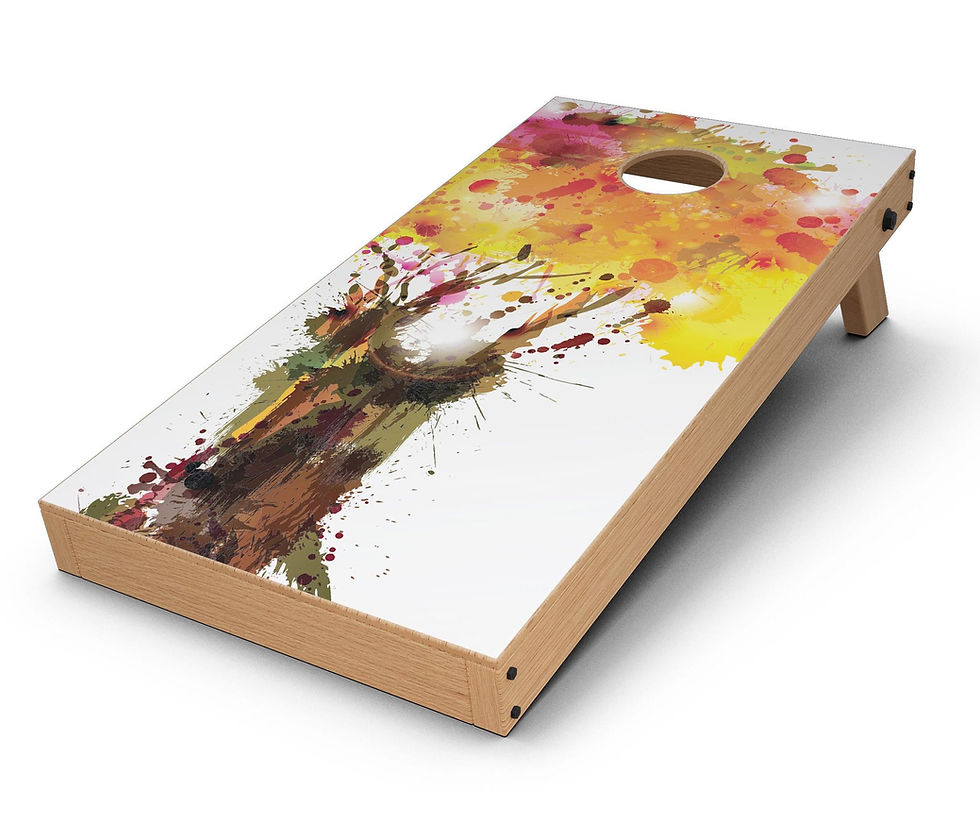 Watercolor Splattered Tree CornHole Board Skin Decal Kit