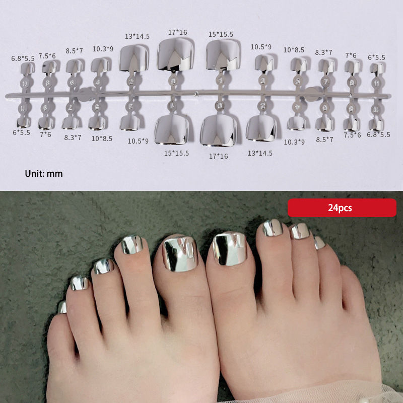 Thumbnail: Acrylic Aurora Toe Nails Fake Girls Square Press On Nails For Foot