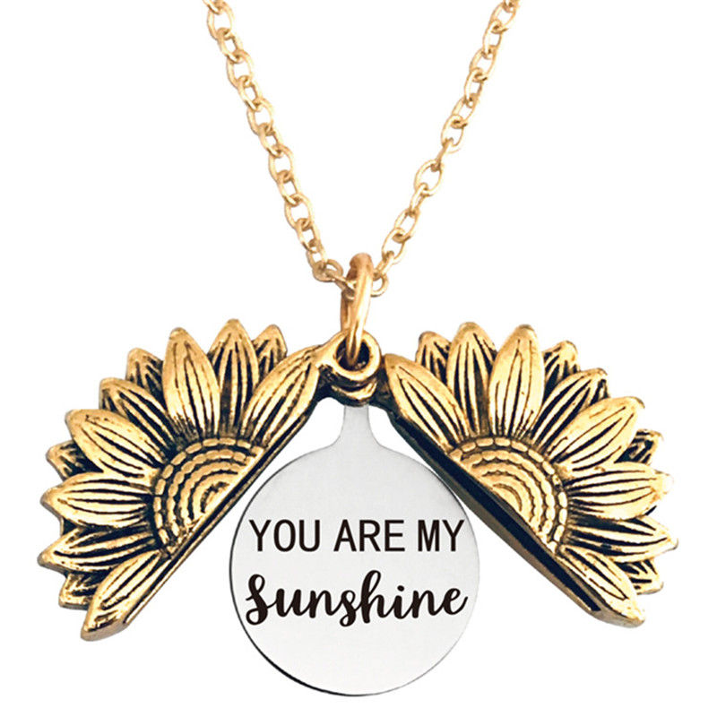 Thumbnail: Stainless Steel Necklaces For Women Open Locket Necklace - You Are My Sunshine