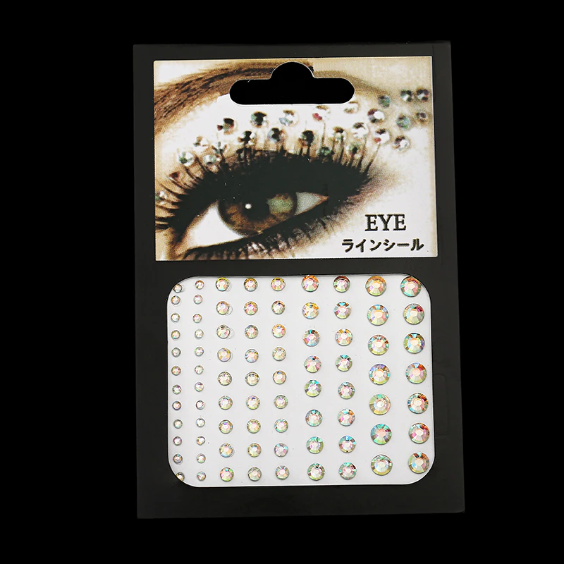 Thumbnail: Fashion Women Rhinestone Face Tattoos Diamond Pearl Eyes Makeup Crystal Glitters