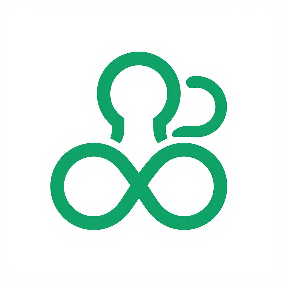 Green abstract logo: infinity symbol and keyhole
