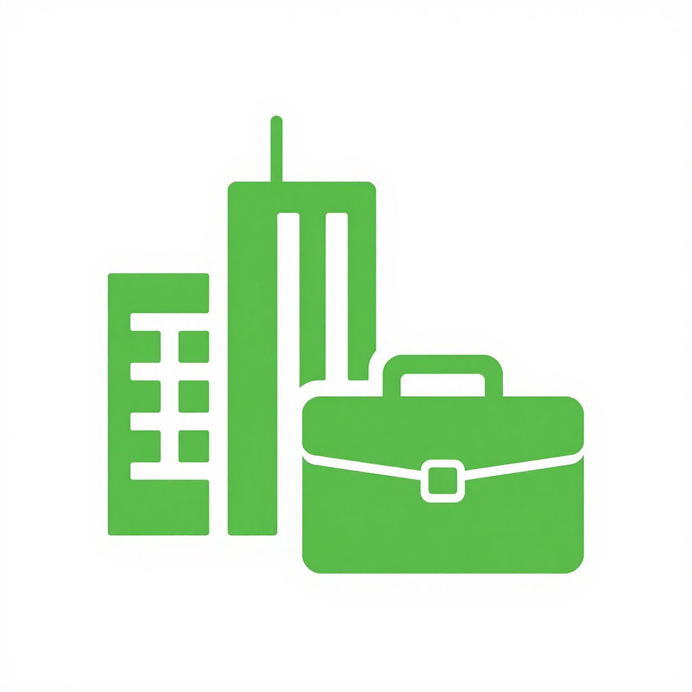 Green buildings and briefcase for productive IT