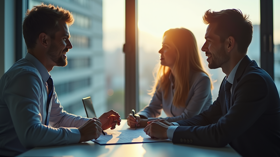 Close-up view of a business team collaborating on integrated strategy