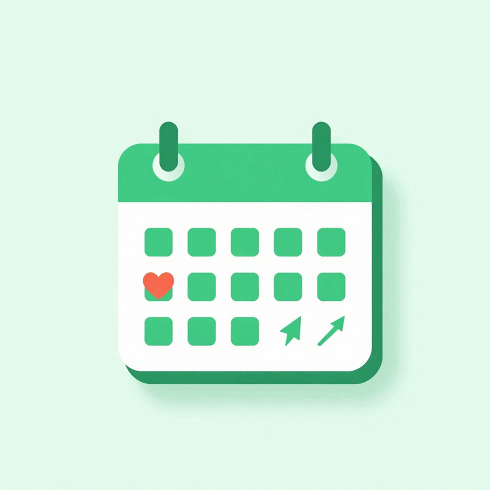 Calendar with heart and progress arrows