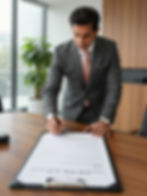 Businessman signing a brand partnership agreement
