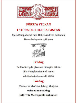 Första veckan i Stora och Heliga Fastan