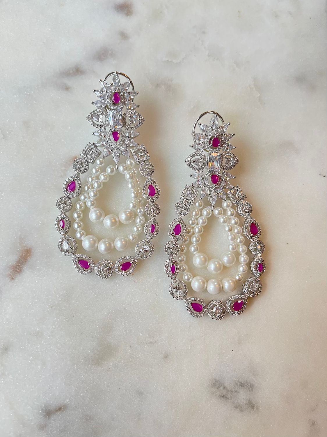 Paris ruby and pearl earrings 