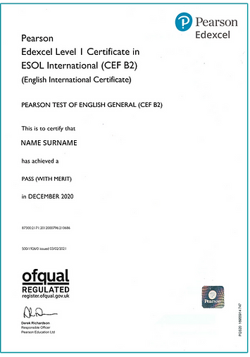 Pearson English International Certificate (PTE General)